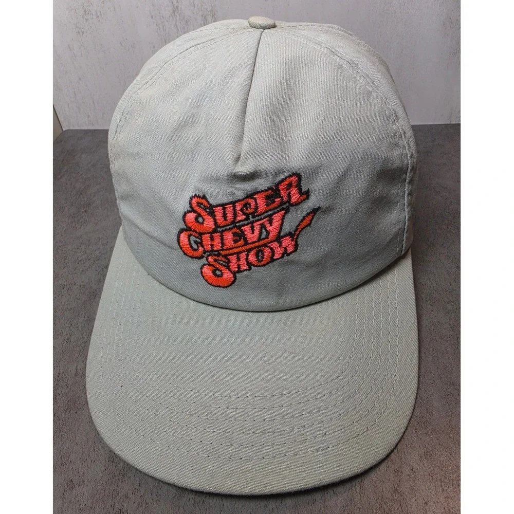 Vintage Super Chevy Show‎ Snapback Hat Gray Made in USA Trucker Cap Racing Car